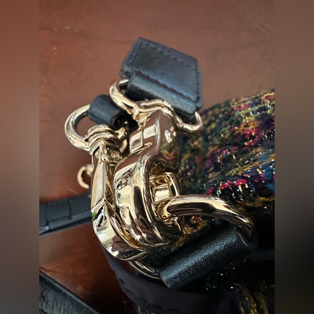 MZ Wallace The Metro Tote® Deluxe - Mini - Gold Multi Tweed Crossbody NWOT $258 - Picture 5 of 15